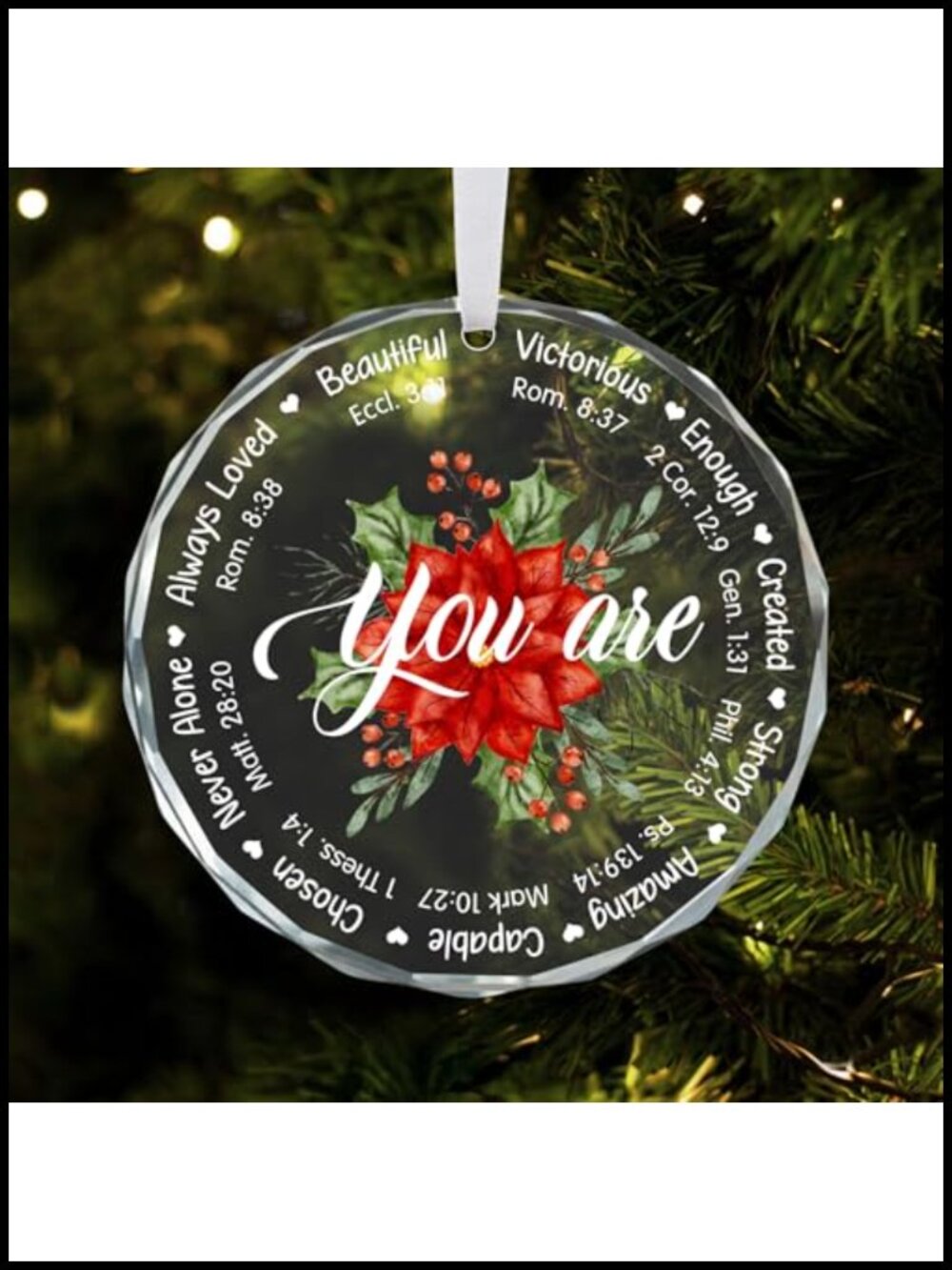 Crystal Christmas Ornament Inspirational Bible Verse Hanging Decor